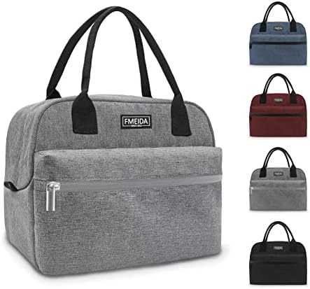 Fmeida Lunch Bags for Women Men Insulated Lunch Box Cool Lunch Bag Waterproof Thermal Lunch Tote Bags for Work, Picnic, School - Black