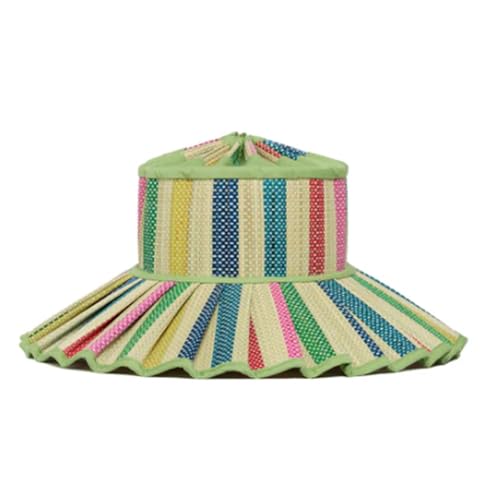 Women's Straw Reversible Pleated Sun Hat, Wide Brim Foldable Casual Outdoor Beach Hat Summer Sun Hat Iorna hat Murray (US, Alpha, Small, Large, Style P, 1, a)
