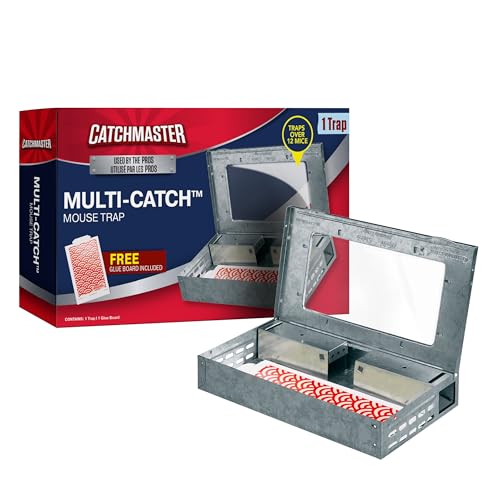 Catchmaster Multi-Catch Mouse Trap Humane Mouse Trap Indoor for Home Includes 1 Replaceable Glue Board Live Catch Pest Control for Garage & Shed
