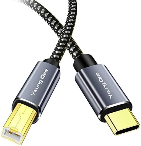 Yeung Qee USB C to USB B Printer Cable 10M, Braided High Speed USB Type C to USB 2.0 Type B Printer Scanner Cable Compatible with Brother,HP,Lexmark, Dell, Fax,Samsung etc (10m)