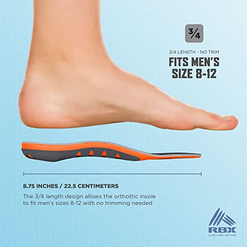 Image of RBX Plantar Fasciitis Ortho Insoles, 3 /4 Size for Men (Orange)