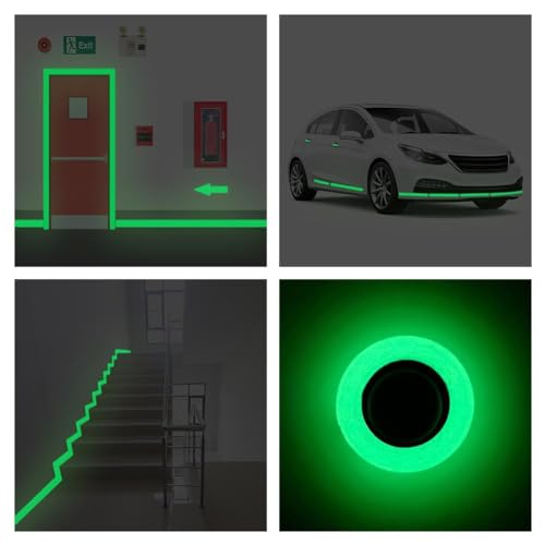 Ctdwnt CTDWNT-018923 Glow In The Dark Tape,10Ft X 0.5 Inch Long-Lasting Bright Fluorescent Glow Tape,Luminescent Emergency Tape Safety Egress Markers Stairs,Walls,Steps,Exit Sign,Strong Adhesive thumb #1