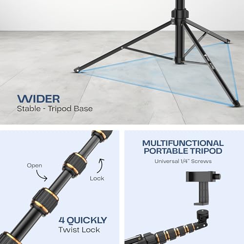 Tygot X-1 PRO 78-Inches (200cm) Aluminium Tripod with Bluetooth Remote, Mobile Holder, Phone Stand for Ring Light, GoPro & Camera, Light Stand for Video Recording, Shooting, Streaming, Reels, YouTube - Image 6