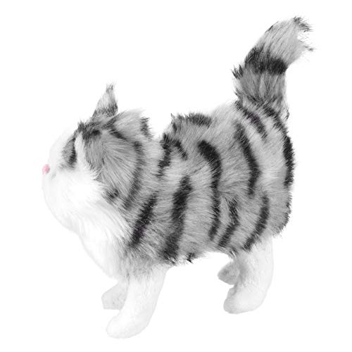 ABOOFAN Cinza Escuro Estatueta de Gato de Pelúcia Gato Modelo Mesa Mesa Gato Em Miniatura Animal Bri