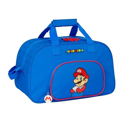 SUPER MARIO PLAY - Bolsa de Deporte, Mochila, Ideal para Niños de Diferentes Edades, Cómoda y Versátil, Calidad y Resistencia, 40x23x24 cm, Color Azul/Rojo