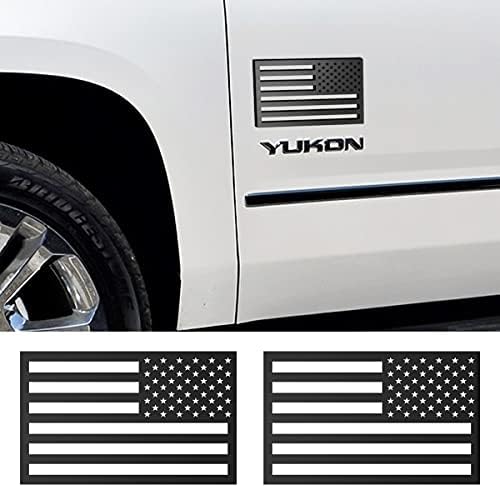 American Flag Emblem Decals, 2 Pack 3D US Flag Emblem Stickers for Cars, Trucks, SUVs and More, Matte Black Car Military Patriotic Emblem Stickers Decals