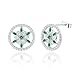 Sterling Silver Snowflake Earrings Studs Charms White Gold Plated Hypoallergenic Fashion CZ Stud Jewelry Birthday Gift for Women (Green)