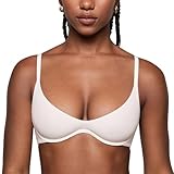 INLYRIC Women's Inbarely Plus Plunge Bra - Unlined Underwire Sexy Demi Balconette Bras Coconut White 36B