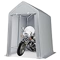 GarveeLife Carport Canopy, 6x6 FT Heavy Duty Carport Waterproof, Portable Garage with Removable Sidewalls & Doors Car Canopy with All-Season Tarp for Motorcycle, Bike, Garden Tools, Grey