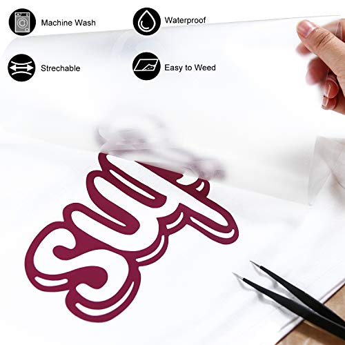 Arhiky Heat Transfer Vinyl For T-Shirts 12"X10" 48 Sheets Iron On Vinyl Htv Bundle，2 Teflon Sheet，30 Assorted Colors Vinyl #TOP5