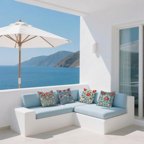 Housse de coussin 60x60 rouge imperméable pour décoration de jardin et maison
