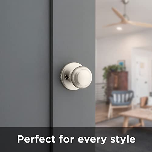 Kwikset Cove Interior Passage Door Knob, Handle for Closet and Hallway Doors, Non-Locking Doorknob in Satin Nickel, with Microban Protection (Pack of 4) - image 9