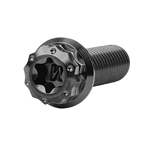 Image of Titanium Flange 12 Point Head M8 x15 20 25 30 35 40 45 50 55 60 65mm Screw Bolt Pack of 4 (M8x20mm, Black)