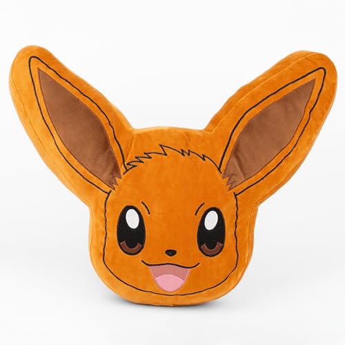 Image of Mirada Brown Pokemon Eevee Face Soft Toy - Officially Licensed - Soft & Cozy Plush Pillow - Ideal Gift for Kids, Boys & Girls - 35cm