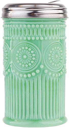 SKEMIX Glass Sugar Shaker w/Screw-On Metal Cap Collectible Holds 10 Ounces