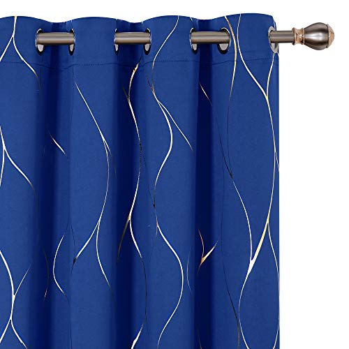 Deconovo Curtains for Living Room, Pattern Blackout Curtains 45 Inches Long
