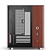 JONSBO TK-0 Black ITX Mini Tower PC Case, Hyperboloid Glass Desktop Design,Separated Cabinet Structure, Al Alloy Shell DTX/ITX Walnut Wood Computer Case, Sff Case,Black