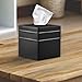 Monarch Abode Tissue Box Cover Square – Handcrafted Border Embossed Black Metal Tissue Holder Box for Bathroom Accessory, Aesthetic Decorative Facial Napkin Cube for Modern Home Decor