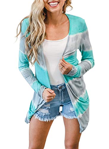 Paitluc Tie Dye Fall Cardigans for Women Lightweight Open Kimono Cardigans for Women Gray Size M