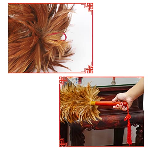 Plumero de plumas de pollo naturales para limpieza del polvo doméstico 4