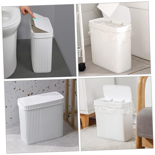 Caneca de basura rectangular blanca de 10L Healifty miniatura 7