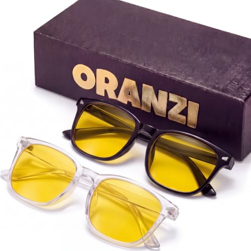 Image of Night Driving Glasses for Men & Women, Yellow Tinted Anti Glare | Fashion High Tech Glasses with Yellow Tinted Lenses for Reduce Harsh Glare to Reduce Eye strain & Improve Night Time Vision