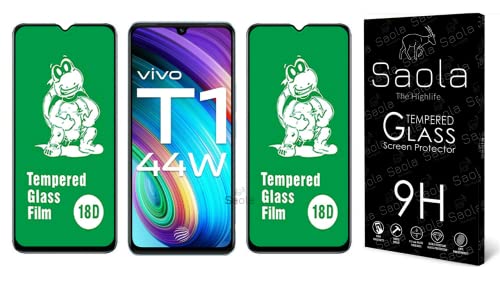 Image of Saola 18D Tempered Glass With Inbuilt AirBag Borders For Vivo T1 (Pack Of 2) with Free Installation Kit. Full screen Coverage - 6.58 inch