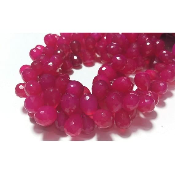 Perles goutte chalcédoine rose facettées 9x12mm pour sublimer vos bijoux de mariage d'été