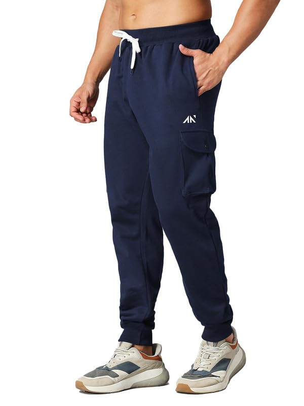 Aesthetic Nation Brushed Cotton Solid Cargo Pant for Unisex (Track Pant_Parent)