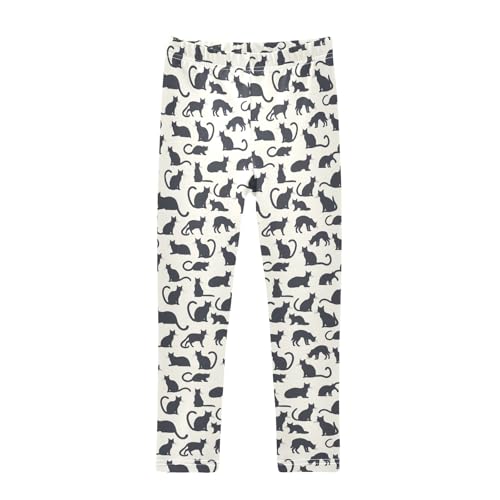 Cute Cat Silhouettes Girls Leggings Kids Yoga Pants Athletic Tights Pants 4-10 Years