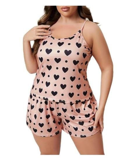 Women's Plus Size Pajamas Set Sexy Lingerie Sleepwear Lace Cami Top with Pj Short 2 Piece Nightwear-image-43