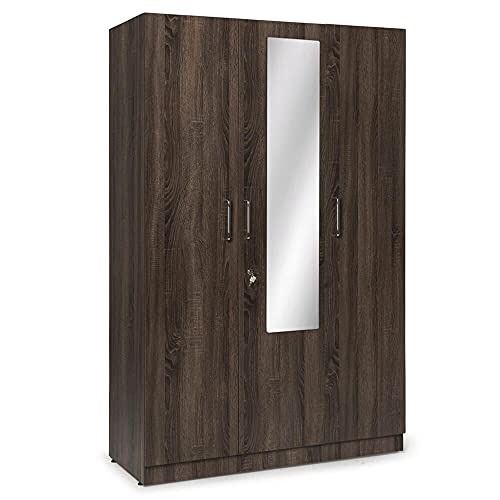 Image of Wakefit Wardrobe | 1 Year Warranty | Engineered Wood Almirah, Cupboard for Clothes Storage | 3 Door, Mirror, 1 Drawer, 1 Hanging Space | Gingham - Napa Oak