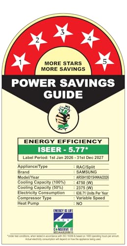 Image of Samsung 1.5 Ton 5 Star Bespoke AI Inverter Smart Split AC (2026 Model, WiFi, Energy Saving, Voice Control, Powerful Cooling, Copper, Digital Inverter, 4 Way swing, 5 Step Convertible, AR50H18D15HNNA)