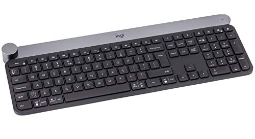 Logitech Craft Illuminated Wireless Keyboard, 2.4GHz Wireless and Bluetooth, Programmable Input Dial, Multi-Device, Automatic Backlit Keys, Rechargeable, PC/Mac/Laptop QWERTY US-International Layout