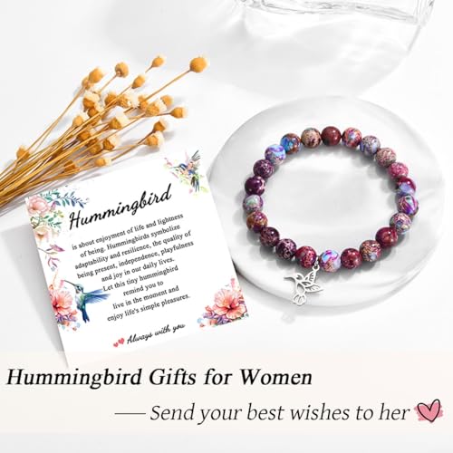 Leyung Hummingbird Gifts for Women, Inspirational Hummingbird Bracelet Jewelry Gifts, Christmas Birthday Retirement Gifts for Her Women Friends Sisters Mom3
