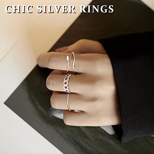 CASSIECA 20 Stücke Silber Ringe Set Verstellbare Finger Ringe Offene Knoten Verschiedene Stapelbare Gelenkschwanz Strand Schmetterlings Herz Schmuck für Frauen Mädchen