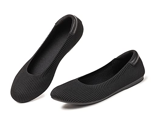 Image of Frank Mully Women's Ballet Flat Shoes Knit Dress Shoes Round Toe Slip On Ballerina Flats for Woman Low Wedge Comfort Soft
