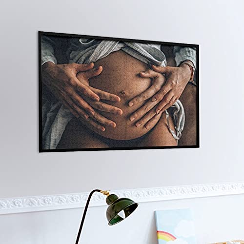 Houten puzzel 1000 PCS voor volwassenen en kinderen,Grappige ouders handen op zwangere buik moeilijke uitdaging… - Image 6