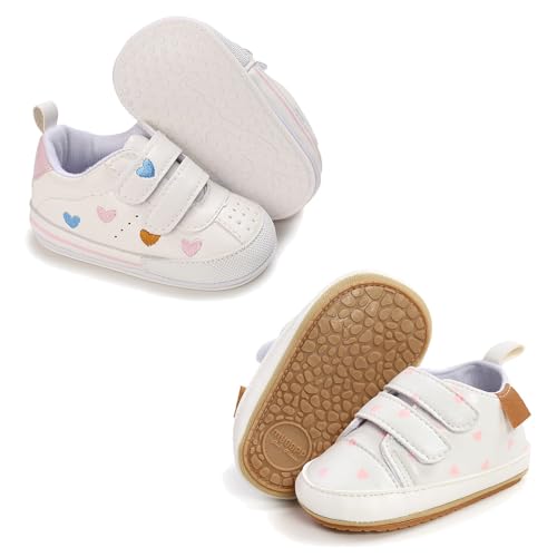 Image of Clowora Baby Boys Girls Shoes Non-Slip Rubber Sole Sneakers Infant First Walking Toddler Crib Shoes Newborn Loafers Flats.