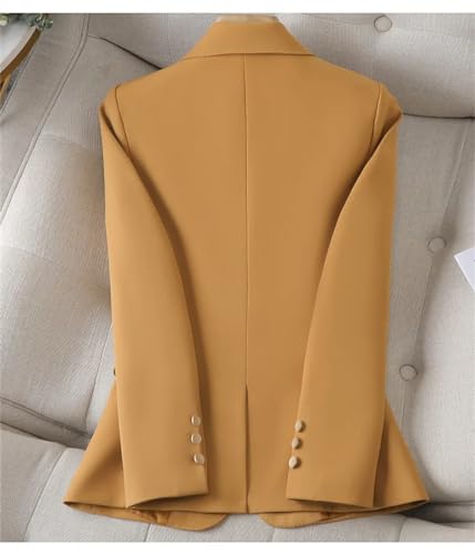 Women Casual Single Button Solid Blazers Office Long Sleeve Work Office Open Front Blazer Jacket Khaki L3