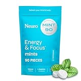 Neuro Energy & Focus Mints - Sugar Free Breath Mints with 40mg Natural Caffeine, B Vitamins & L-Theanine - Vegan Brain Supplement for Exercise, Study & Daily Focus - Peppermint, 90 ct