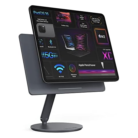 LULULOOK Drehbar Magnetisch iPad Ständer, 360° Schwenk Basis Verstellbarer Faltbarer iPad Pro Ständer, Aluminium Magnet Tablet Halterung für Apple iPad Pro 12.9 Zoll 3rd/4th/5th/6th Gen Cover