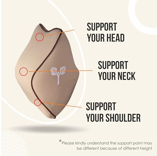 Grin Health Memory Foam Headrest Cushion for Driving, Office - Neckrest Support Car Neck Pillow for Neck Pain Relief & Cervical Support (HRC-Large-Beige), Pack of 1