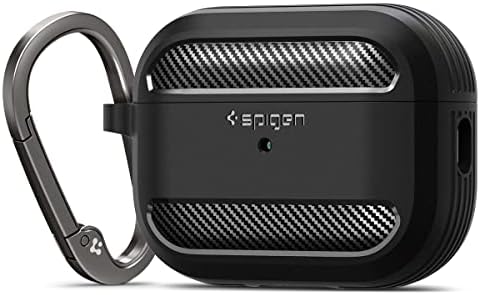 Spigen Rugged Armor Designed for Airpods Pro 2nd Generation Case (2022) Airpods Pro 2 Case Cover with Keychain - Matte Black