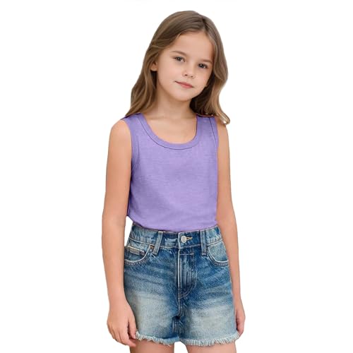 wodceeke Girls Tank Tops Summer Sleeveless Tunic Shirts Solid Color Casual Loose Cotton Sports Vest4