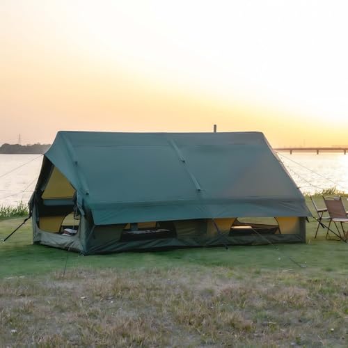 Inflatable Camping Tent with Hand Pump, Easy to Assemble, Waterproof, Windproof, Outdoor, Inflatable Tent, 6-10 People, Oxford Glamping, Air Tent, Cabin House (Green/ 6-10 Pers (400 x 300 x 200 cm) - Image 9