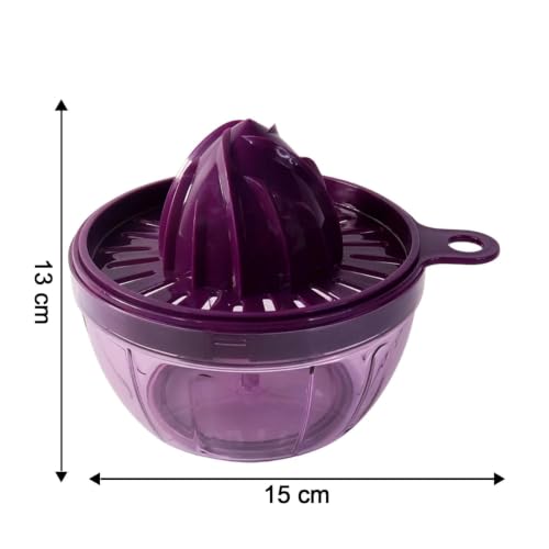 Image of Premium Manual Citrus Juicer with Strainer | Lemon Squeezer & Orange Juicer | Hand Press Juicer with Seed Separator & Juice Collector Bowl | Easy to Use Kitchen Tool (Purple)