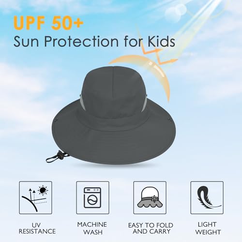 Zando Kids Bucket Hat Girls Sun Hat with Ponytail Hole UPF 50 Outdoor Hat Wide Brim Beach Summer Cap for Kids Ags 4-122