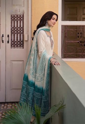 Image of ANNI Designer Women's Viscose Blend Embroidered Straight Kurta with Palazzo & Dupatta | Ethnic Kurta Set for Women | Festive Traditional Suit Set | Office, Party & Wedding3 Outfit