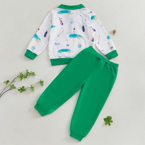 Toddler Baby Boy Outfit Golf Lapel Sweatshirt Tops Pants 12 18 24 Months 2T 3T 4T 5T Sweatsuit Set Fall Clothes3